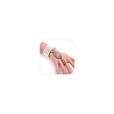 Imagem de Long tiantian Conjunto de pulseiras de pérolas para mulheres, multicamadas, cristal, strass, pulseira, braceletes com contas elásticas para dama de honra, noiva, joias de festa, adjustable, Liga, outro