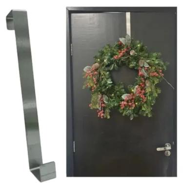 Imagem de Cabide, suporte de guirlanda 30 ou 49cm para porta da frente, gancho em Aço Inox, para guirlanda, gancho de porta para pendurar enfeite de Natal, Cor prata (30cm)