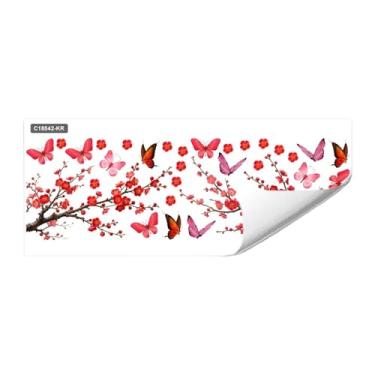 Imagem de FLCPJGV Adesivo de parede com flor de ameixa e borboleta, adesivo para janela, descasque e aplique, leve, 30 cm x 90 cm