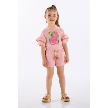 Imagem de Conjunto com Blusa e Short Infantil Up Baby, Rosa, 8