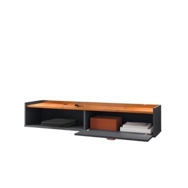 Imagem de Rack Suspenso para Ambientes Pequenos, Suporte para TV com Porta Única, Design que Economiza Espaço(Decor - Cinza/Cinamomo)