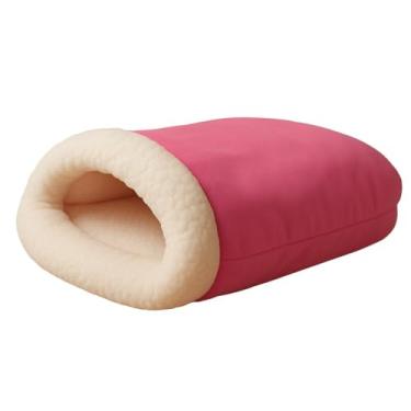 Imagem de Cama Toca Para Gatos Saco De Dormir Ultra Macio Com Sherpa Pelúcia Toquinha Confortável(PINK)