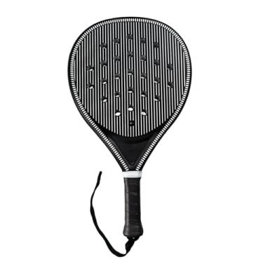 Imagem de RNXRZANK Raquete de Padel Raquete de Tênis de Praia em Fibra de Carbono Leve Núcleo de Espuma Formato Redondo Design de Fluxo de Ar Adequado para Treinamento P, Preto