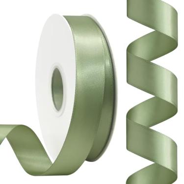Imagem de Rilisili Fita de cetim Spring Moss de 2,5 cm e 50 metros fitas de cetim de poliéster dupla face para embrulho de presente, artesanato, casamentos, convites, buquê de flores, decoração de casa, costura