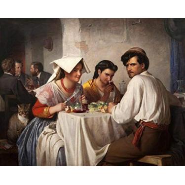 Imagem de Em uma Osteria Romana (1866) de Carl Heinrich Bloch - 30x37 - Tela Canvas Para Quadro