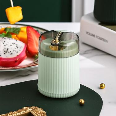 Imagem de 1 caixa de palito de plástico tipo prensa de liberação verde – ideal como um cotonete e caixa de fio dental para casa de banho ou cozinha, armazenamento e organização