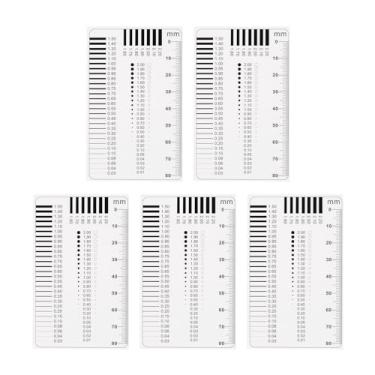 Imagem de Generic 5 peças Tabela de estimativa de tamanho SEC de alta precisão 80 mm Transparência Régua de filme de detecção de falhas para medição de defeitos de diâmetro e largura da linha