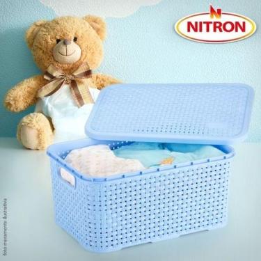 Imagem de Caixa organizadora rattan plástico 14 litros para escritório brinquedo