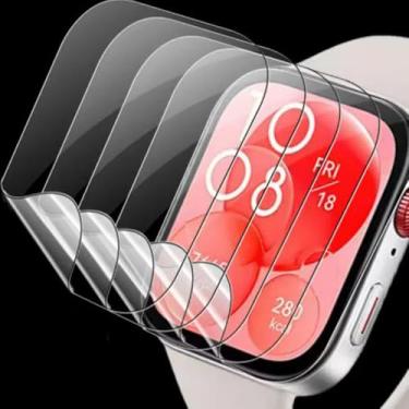 Imagem de 5 peças de películas protetoras de TPU macio para Huawei Fit 3 Smartwatch Protetores de tela antirriscos HD Clear Watch Film, hidrogel