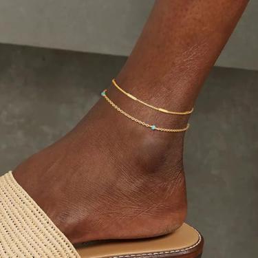 Imagem de Tornozeleira dourada feminina 1,3 caixa corrente pressionada faceta pulseira tornozeleira