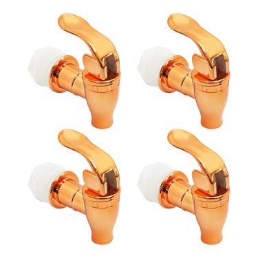 Imagem de AUXBC 4 peças de torneira de substituição de plástico ouro rosa para dispensador de bebidas, torneira dispensadora de água estilo push, bico universal de garrafa de bebida para recipientes de vidro