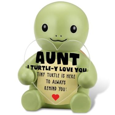 Imagem de akeke Mini tartaruga engraçada tia tia presentes de sobrinha sobrinho, eu te amo pequeno bonito feito à mão emocional positivo resina tartaruga, presentes de aniversário de Natal para tia tia ideias