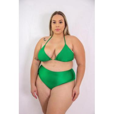 Imagem de Bikini cintura alta hot paint fio duplo cos alto top cortininha com bo