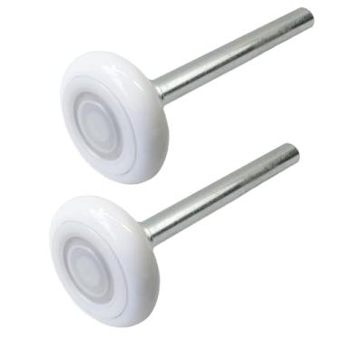 Imagem de 2 pacotes de rolo de nylon para porta de garagem de 4,6 cm, haste de 10 cm, rodas silenciosas de porta de garagem para substituição de trilho de porta de garagem, tampa selada premium e rolamento de
