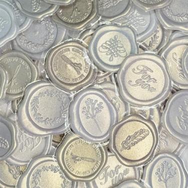 Imagem de 54 peças de adesivos vintage de lacre de cera para decoração de envelope de carta de diário, aniversário, festa de casamento, faça você mesmo, selos de lacre de cera sintética (branco misto)