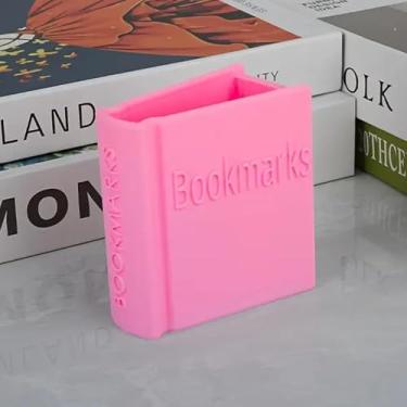 Imagem de Suporte de marcador, acessórios de leitura de livros, caixa decorativa, caixa de armazenamento decorativa em forma de livro estojo de armazenamento com tampa aberta durável e estrutura leve (rosa)