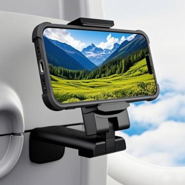 Imagem de Suporte de telefone Airplane Travel Essentials com rotação de 360 graus universal para mãos - suporte dobrável em vários ângulos para viagens, escritório e academia (preto)