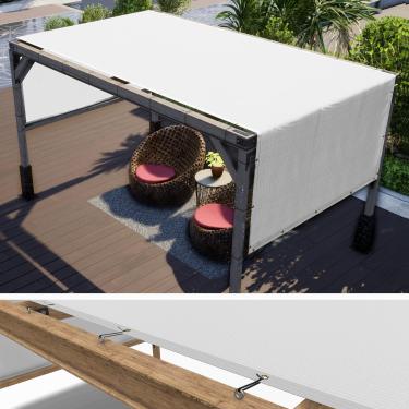 Imagem de ColourTree Cobertura de substituição de toldo de pérgola branca de 3,5 x 61 m UPF50, tecido de grau comercial 260 GSM para pátio externo, jardim, deck, quintal (fazemos tamanho personalizado)