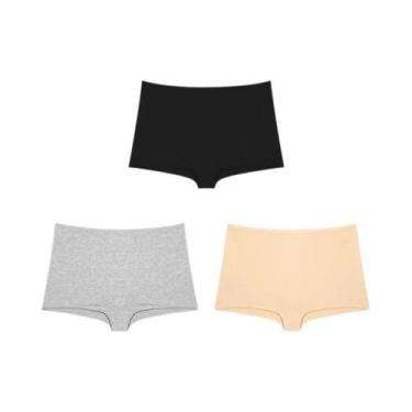 Imagem de Boxer Feminino Sem Costura - Kit 3 Peças em Algodão, BR-G2, Conjunto 6