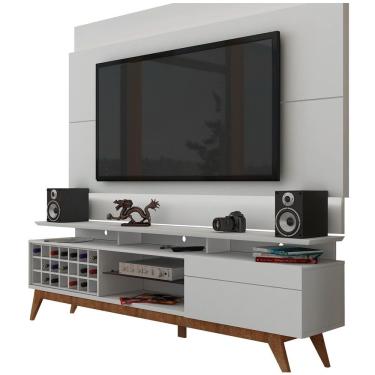 Imagem de Rack Com Painel Para Tv 60 Polegadas Branco Classic +ad 2.2 Com Led - Imcal Móveis