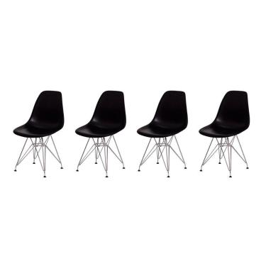 Imagem de Kit 4 Cadeiras Eiffel Eames Preta Base Cromada