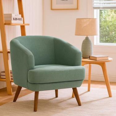 Imagem de Poltrona Dekorien Tamara Linho Decoração Linha Alta, Verde Sálvia