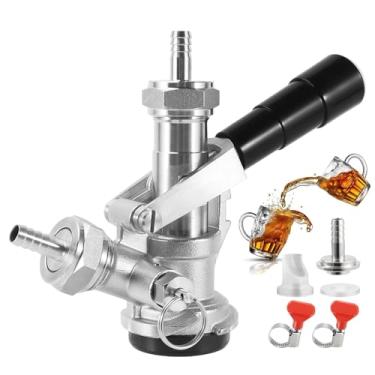 Imagem de Dbgogo Acoplador de barril D de aço inoxidável, dispensador de torneira de barril de sistema Sankey D comercial Kegerator para linha de cerveja de 1/10.2 cm, tubulação de gás de 5/40.6 cm, acoplador
