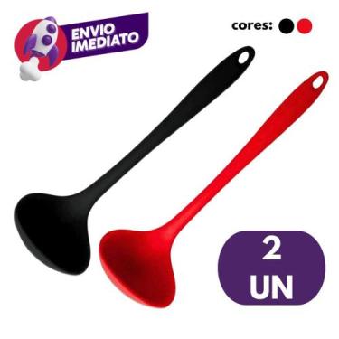 Imagem de Kit 04 Mini Utensílios Cozinha Em Silicone Concha E Espátula Vazada E 