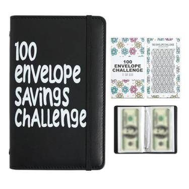 Imagem de QZAVIRE 100 Dias Desafio de Economia de Dinheiro Envelope Livro de Armazenamento de Moedas, Fácil e Divertido Planejador Financeiro com Rastreador, Organizador de Dinheiro Portátil para Planejamento