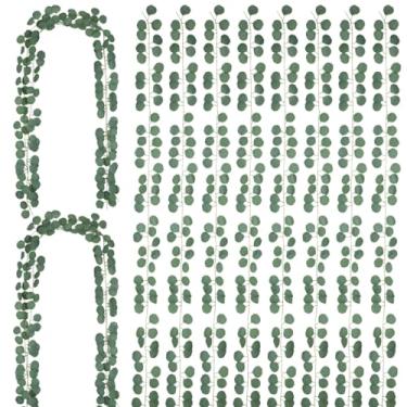 Imagem de Guirlanda artificial de eucalipto, 24 peças, videira vegetal realista, decoração de casa para festa de casamento, guirlanda de vegetação artificial, 81 folhas de folhagem dobrável de eucalipto falso