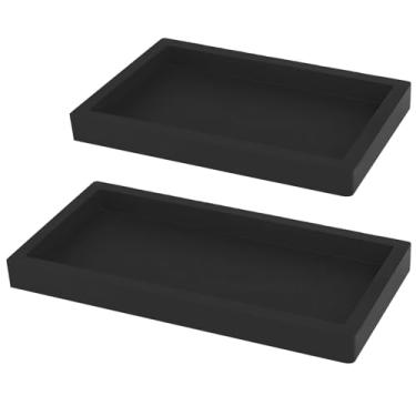 Imagem de Bandejas de penteadeira, 2 peças de organizadores de aromaterapia, bandejas retangulares de silicone para bancada de banheiro, ideal para chaves de anéis de maquiagem, antiderrapante de bordas altas