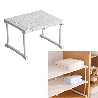 Imagem de Organizador de prateleira de armário, suporte expansível para armário, suporte de armazenamento ajustável, organizador de armário de sapatos de guarda-roupa, prateleira de banheiro (largura 16,12,7 cm