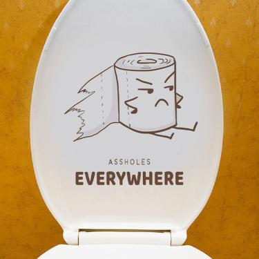 Imagem de Adesivos de parede, papel higiênico, desenho animado, decoração engraçada de banheiro