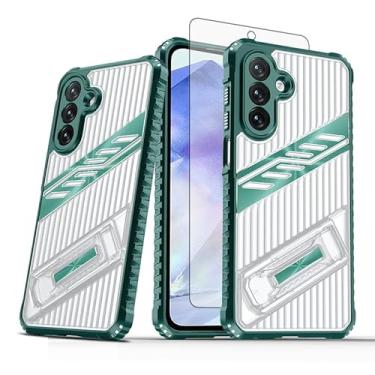 Imagem de Asuwish Capa para celular Samsung Galaxy A35/A55 5G com protetor de tela de vidro temperado e suporte rígido híbrido resistente à prova de choque acessórios A 35 55 35A 55A A355G A555G feminino