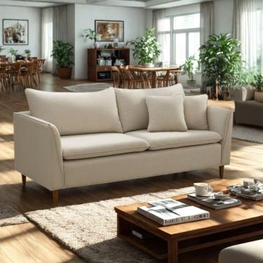 Imagem de Sofá 2 Lugares Retrô 164cm Linho Kassia Bege
