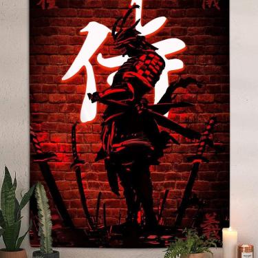 Imagem de Tapeçaria para pendurar na parede Samurai Warrior Shadow Red 150x130cm