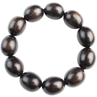 Imagem de Pulseira de miçangas ovais de madeira de jujuba preta 15x19mm Ebony St 16cm