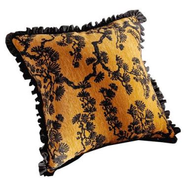 Imagem de Capa de travesseiro de luxo, creme francês, estilo vintage, veludo, fl