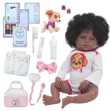 Imagem de Bebe Reborn Realista Silicone Cabelo Cacheado Fofinha Itens - Cegonha 