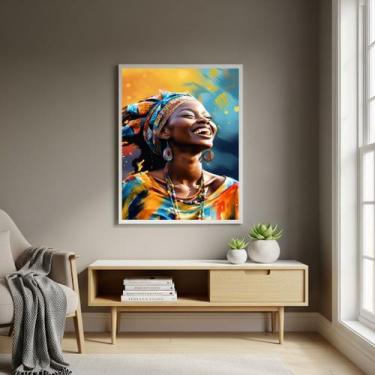 Imagem de Quadro Decorativo Arte Vibrante Mulher Africana - 70x50cm Cor:Moldura 