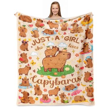 Imagem de Cobertor capivara para meninas e meninos, presentes de capivara para meninas, cobertor ultramacio para decoração de quarto, roupa de cama 101,6 cm x 127 cm