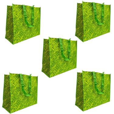 Imagem de Bolsa Ecobag Sacola De Ombro Ecologica Kit 5 Uni Retornavel Reciclavel Compras Mercado Dobravel Portatil