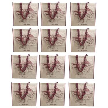 Imagem de Bolsa Sacola De Ombro Ecobag Reutilizabel Kit 12 Uni Compras Mercado Feira Multiuso