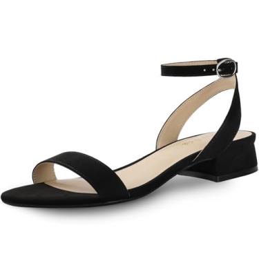 Imagem de Ankis Sandálias femininas pretas nude brancas vermelhas confortáveis para caminhada com tiras abertas sandálias femininas elegantes verão 2,5 cm salto baixo plano ajustável tira no tornozelo ampla