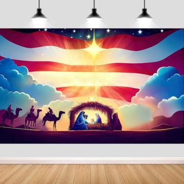 Imagem de Pano de fundo de três reis, presépio epifania, três homens sábios, bandeira de Porto Rico, estrela de Belém, faixa de fundo para fotografia de igreja, religião, Natal, decoração de Natal, adereços de