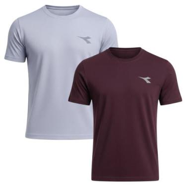 Imagem de Kit 2 Camisetas Diadora Small Logo Masculina - Cinza e Vermelho GG, Ci