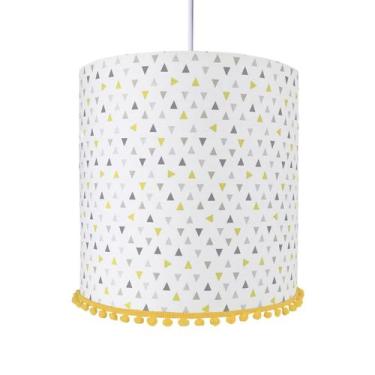 Imagem de Lustre Tubular Pompom Triângulos Amarelos Quarto Infantil - Potinho de