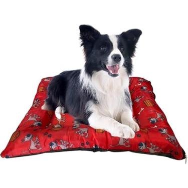 Imagem de Cama Caminha Pet Cães e Gato Tamanho Médio 50x60cm Macio Com Zíper (Vermelho)