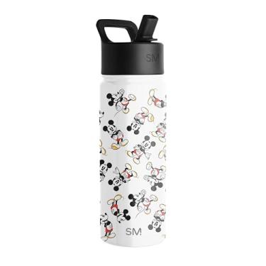 Imagem de Simple Modern Disney Mickey Mouse Garrafa de água infantil com tampa de canudo | Copo reutilizável isolado de aço inoxidável para escola | Coleção Summit | 530 ml, Mickey Mouse Retro