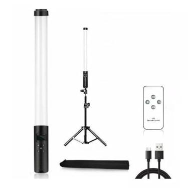 Imagem de Bastão de Portátil Profissional 20W para Foto e Vídeo + Controle Remoto com Tripé 2m (Bastão De Led+Tripe 2 Metros)